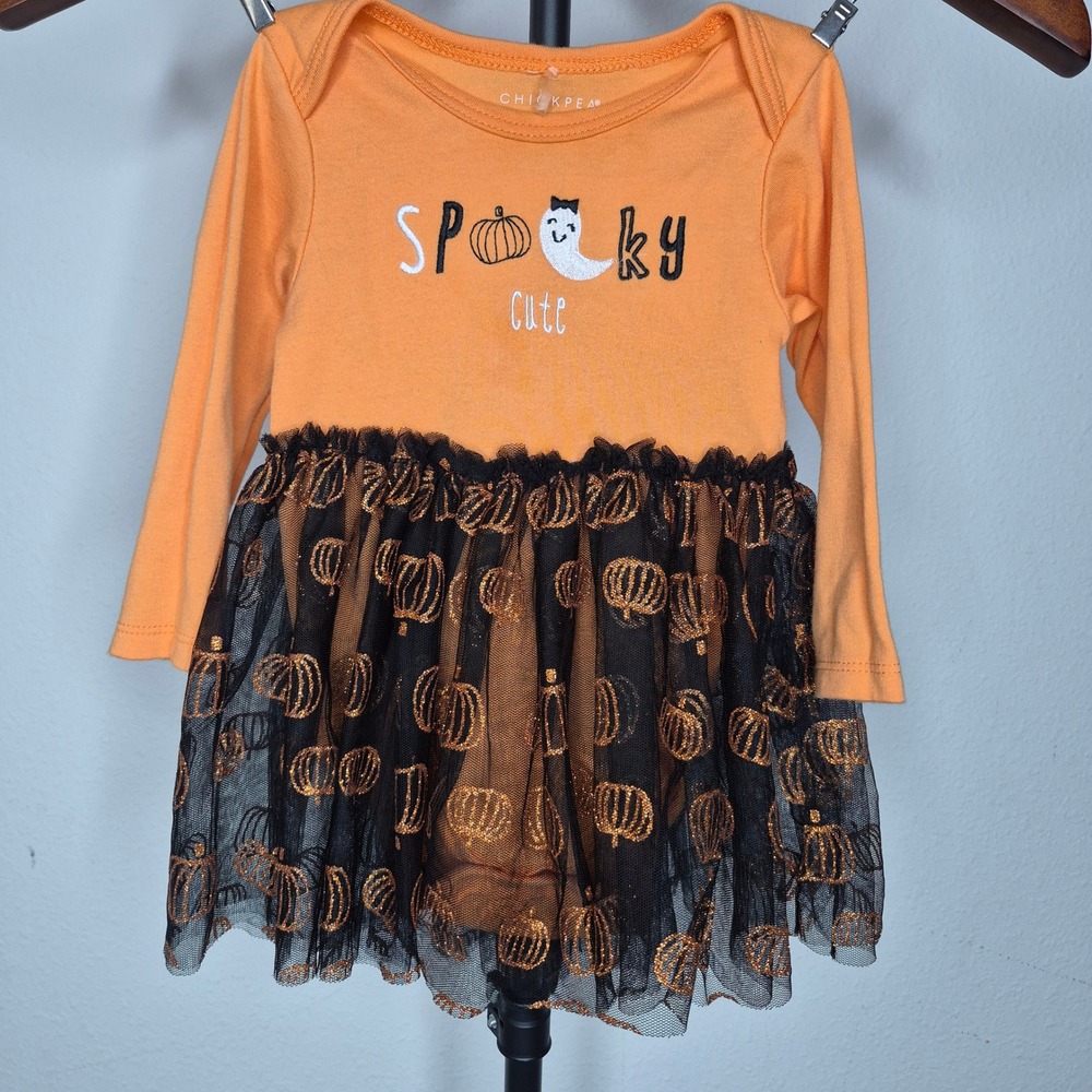 Chickpea Baby Girl Halloween Spooky Cute Pumpkin Tutu Bodysuit Dress 18M Orange